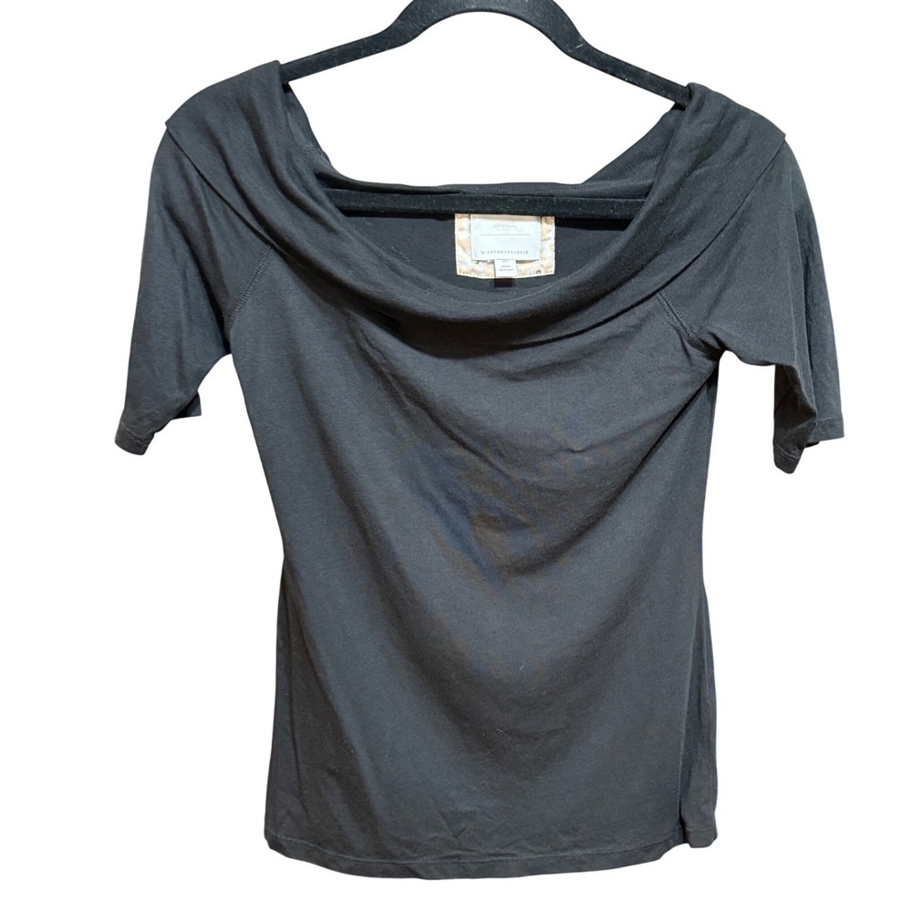 ett:twa by Anthropologie Black Cowl Neck Top XS Slim Capsule Wardrobe Minimalist